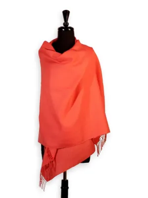 100% Baby Alpaca Shawl in Solid Color - Coral
