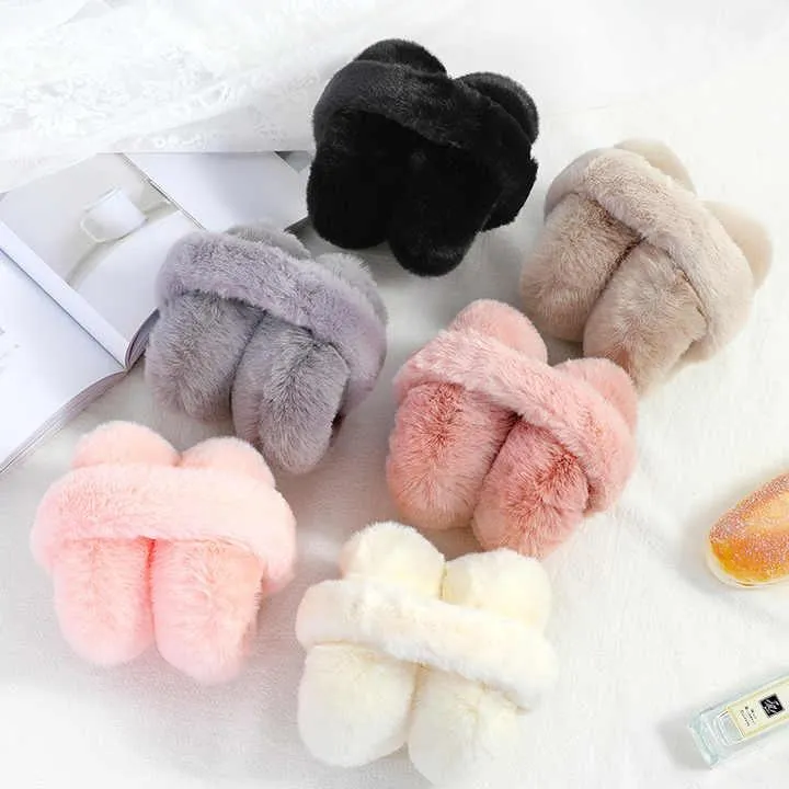 2 Pack Women's Large Plush Earmuffs Cozy Warm Soft Over Ear Assorted