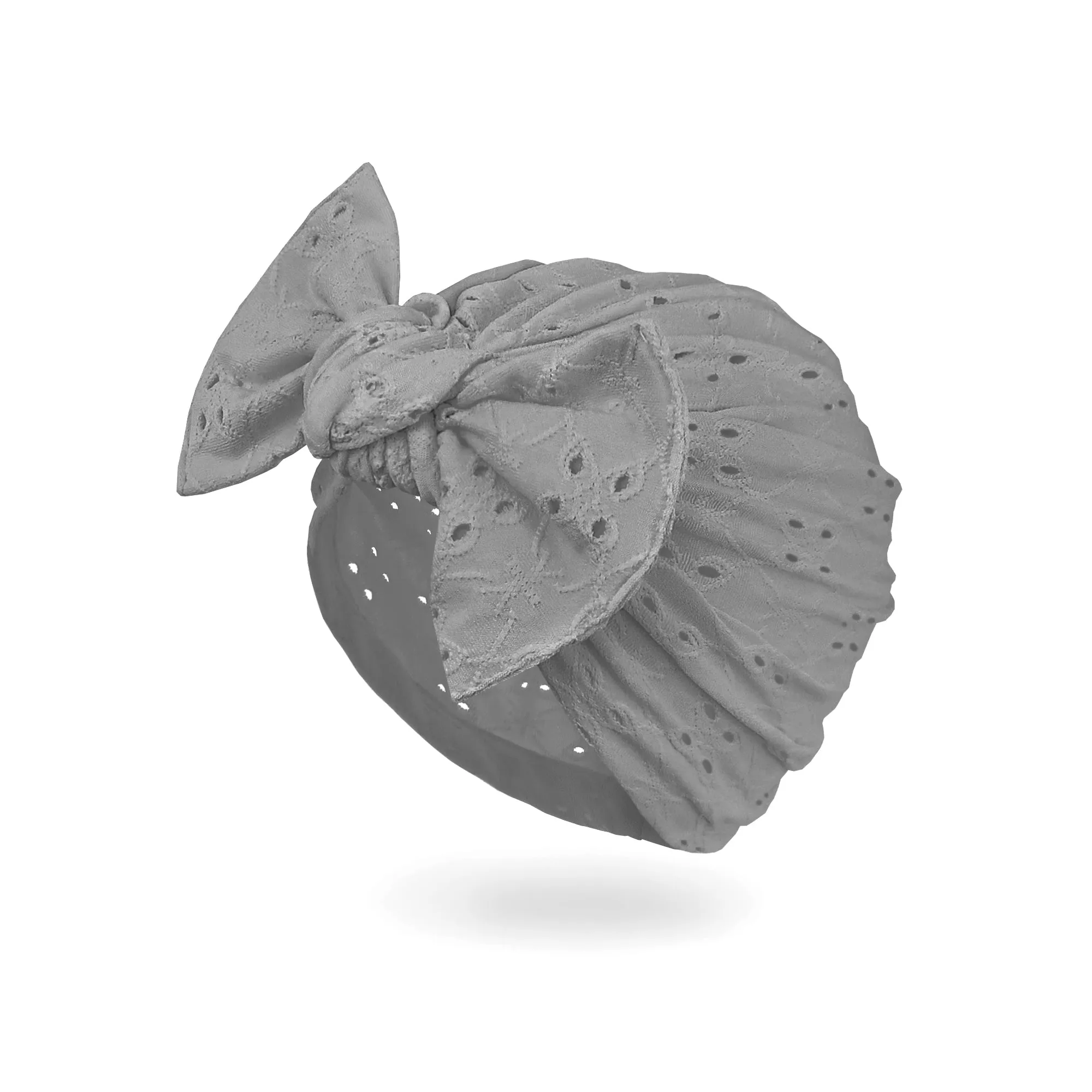 Baby Eyelet Turban Hat Headband | Gray