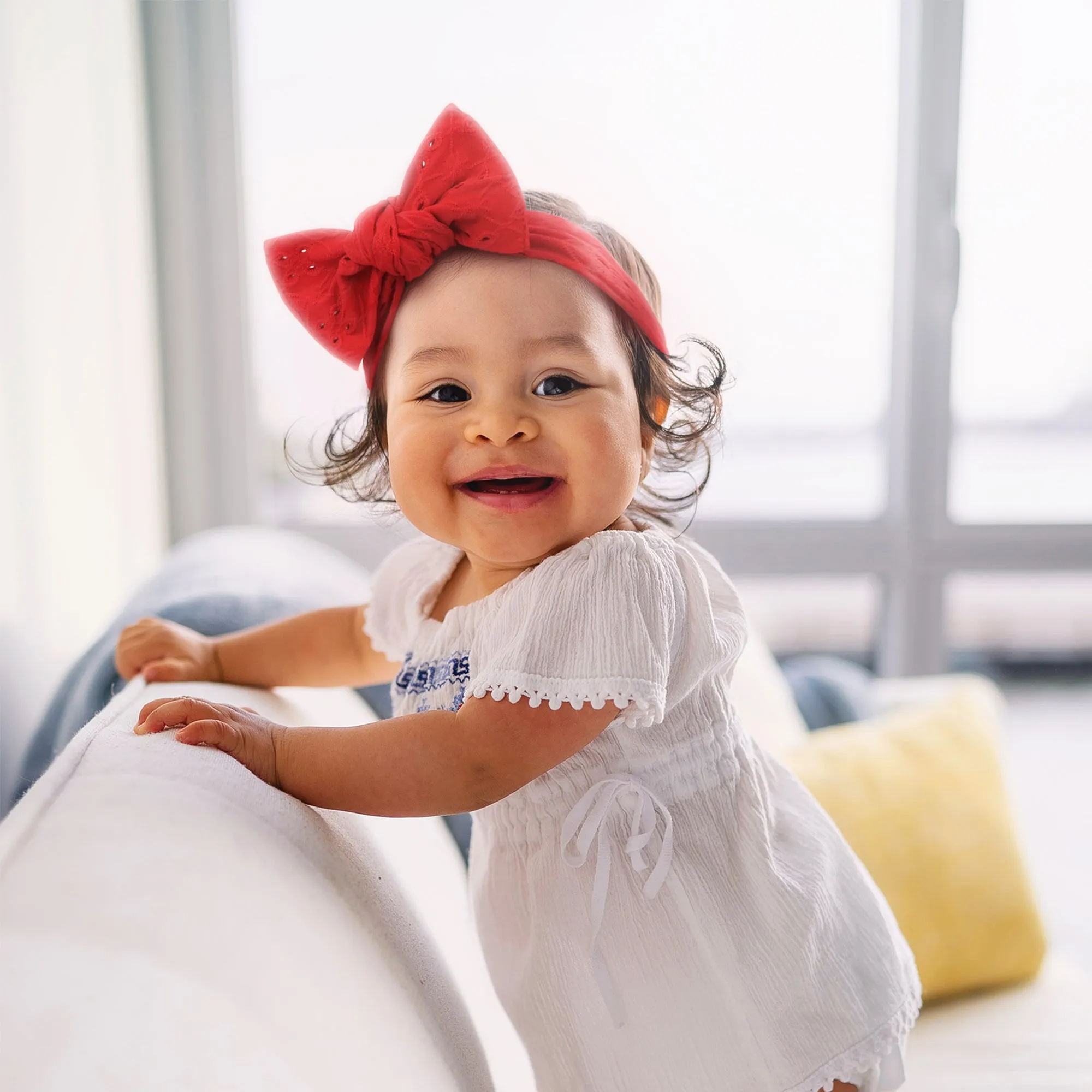 Baby Eyelet Turban Hat Headband | Gray
