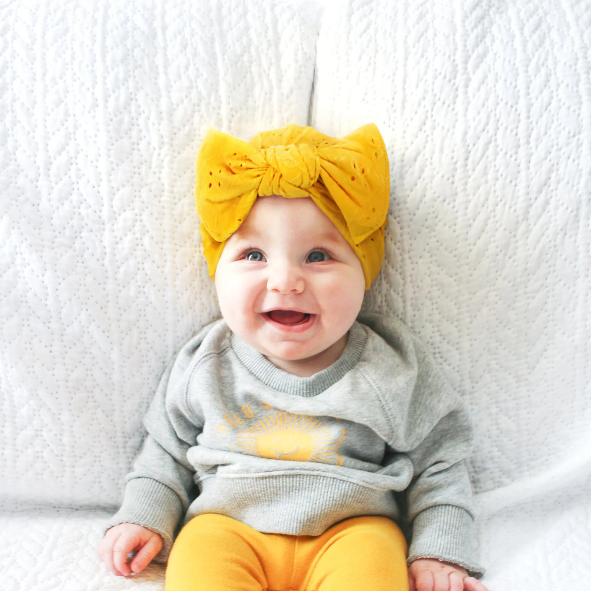 Baby Eyelet Turban Hat Headband | Gray