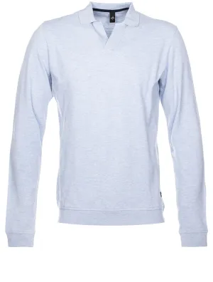 Barnett Longsleeve Retro Poloshirt Light Blue Melange