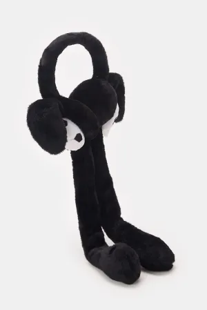 Boys Black & White Football Embellished Earmuff