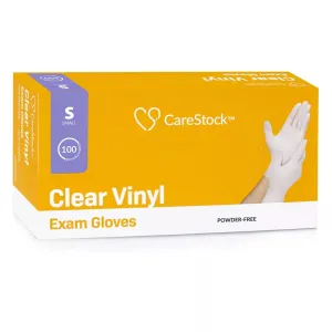 CareStock Vinyl Exam Gloves - Ultra-Strong with Slip-Resistant Textured Grip - Disposable Powder-Free Medical Gloves, Clear