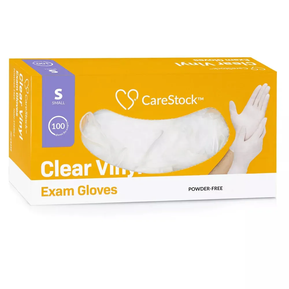 CareStock Vinyl Exam Gloves - Ultra-Strong with Slip-Resistant Textured Grip - Disposable Powder-Free Medical Gloves, Clear