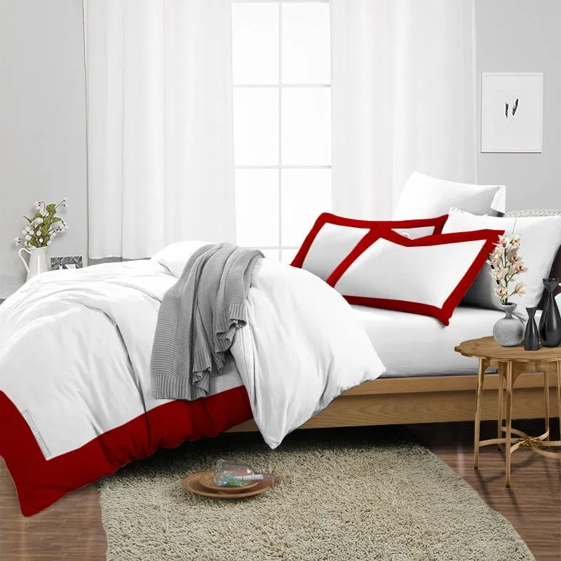 Egyptian Cotton Blood Red Two Tone Duvet Cover