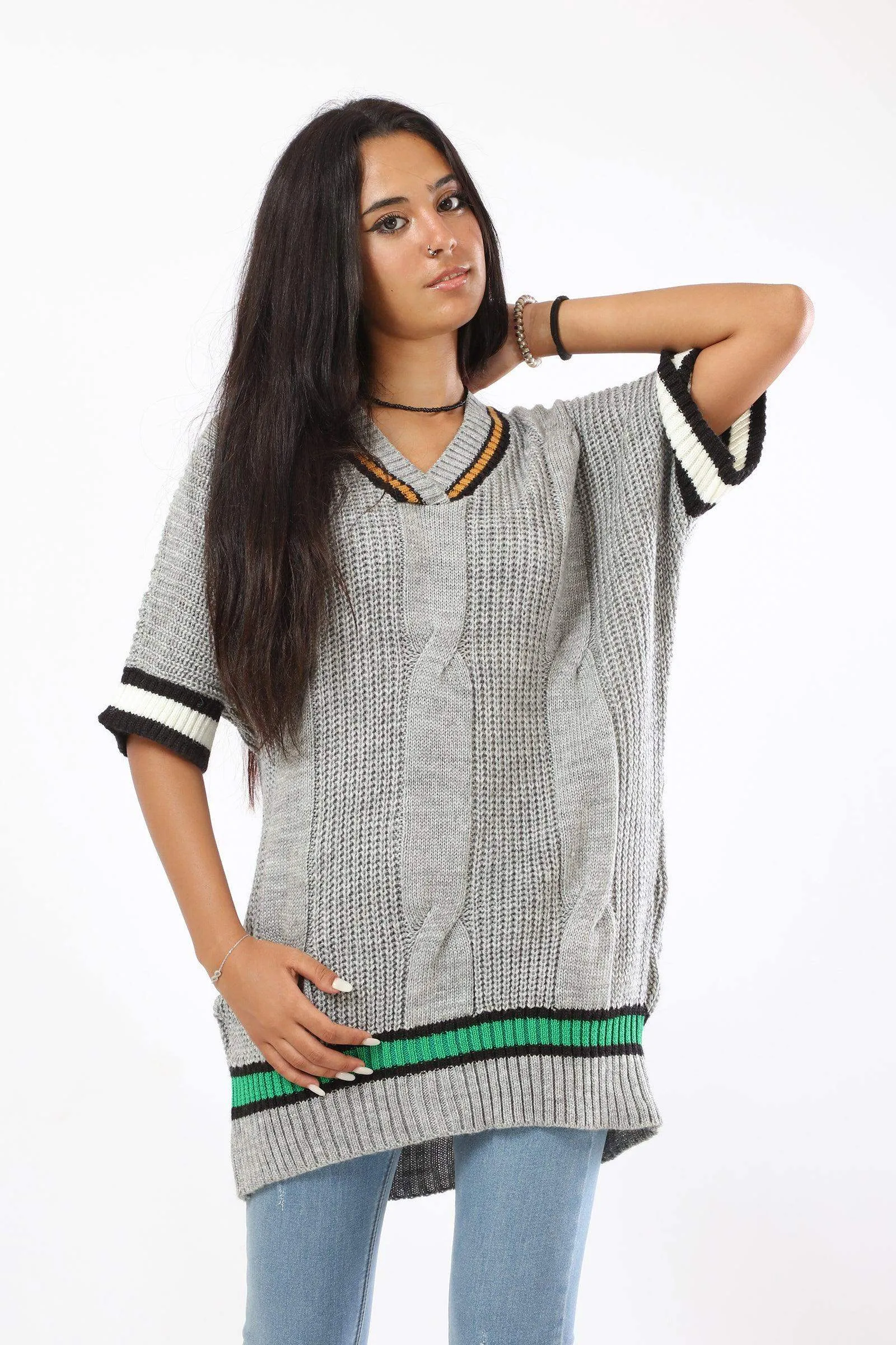 Elbow Sleeves Knitted Pullover