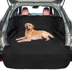 F-color SUV Cargo Liner for Dogs - Waterproof Pet Cargo Liner with Side Flaps, Comfort Dog Cargo Cover with Bumper Flap, Scrachproof Non-Slip Large Size Universal Fit SUVs Sedans Trunks Vans, Black