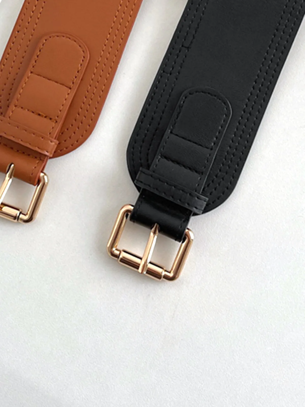 Faux Leather Graceful Buckle Corset Belt