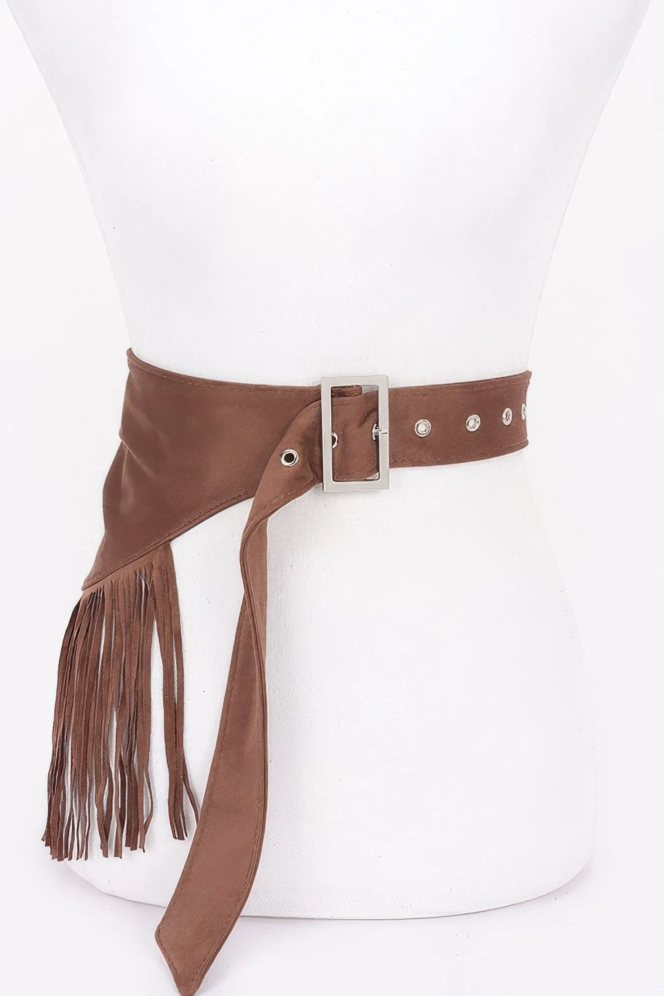 Faux Suede Fringe Belt