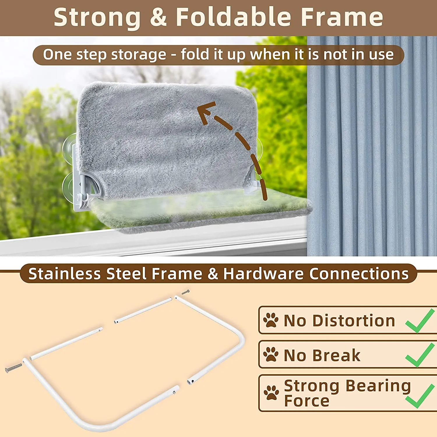 Foldable Cat Window Perch with Seasonal Covers – Sturdy, Space-Saving Hammock