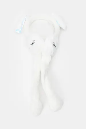 Girls White Bunny Earmuff