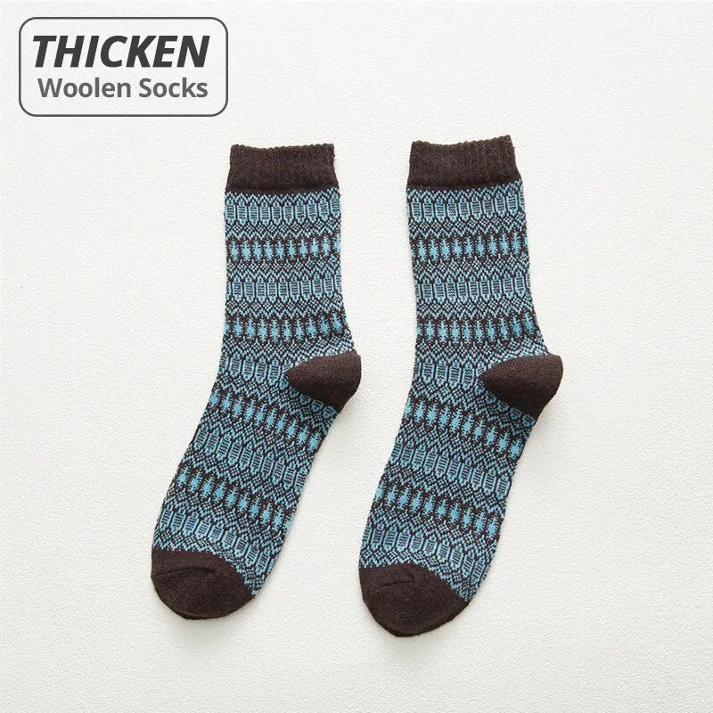 HSS Brand Winter Thick Warm Socks 5 Pairs / Lot Men Wool Socks Small Ellipse National Style Thicken Male Sock Calcetines Hombre