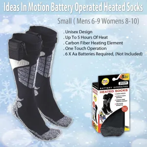 Ideas In Motion Battery Heated Socks - Small (Men's 6-9, Women's 8-10) for Cold Weather
