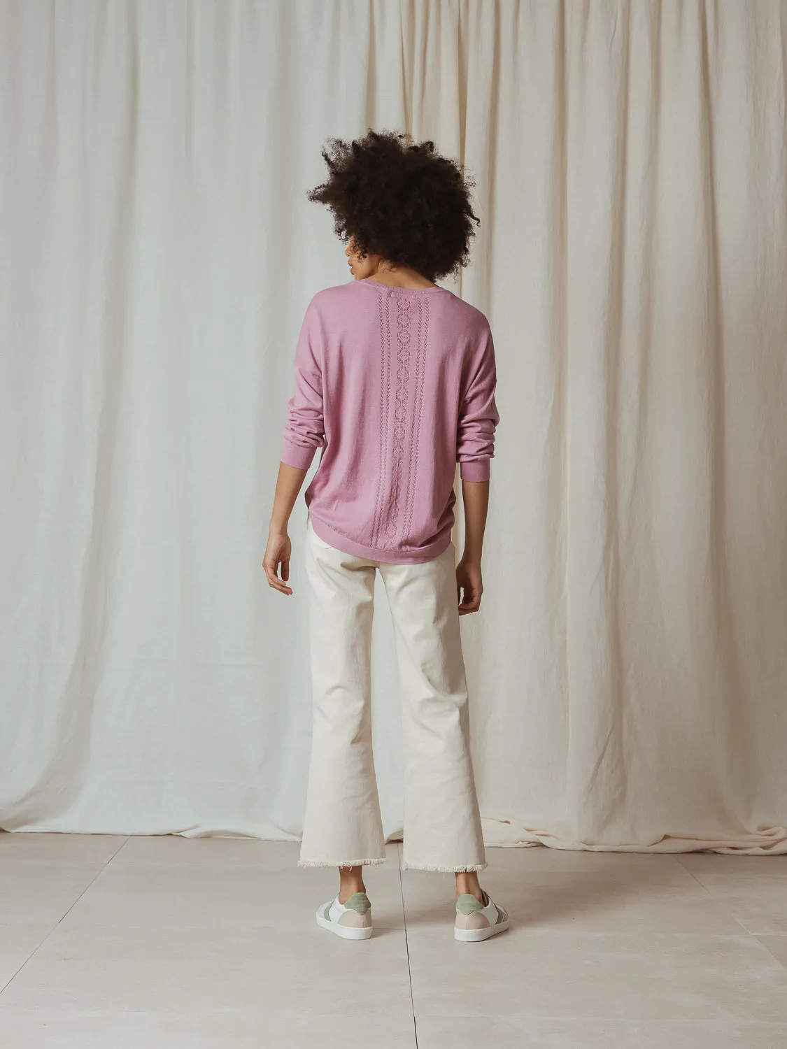 Indi & Cold Sophie Top | Mauve   Ecru