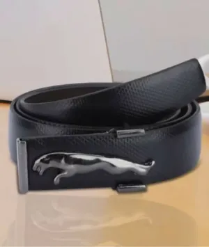 Jaguar Brown Leather Belt - black Buckle