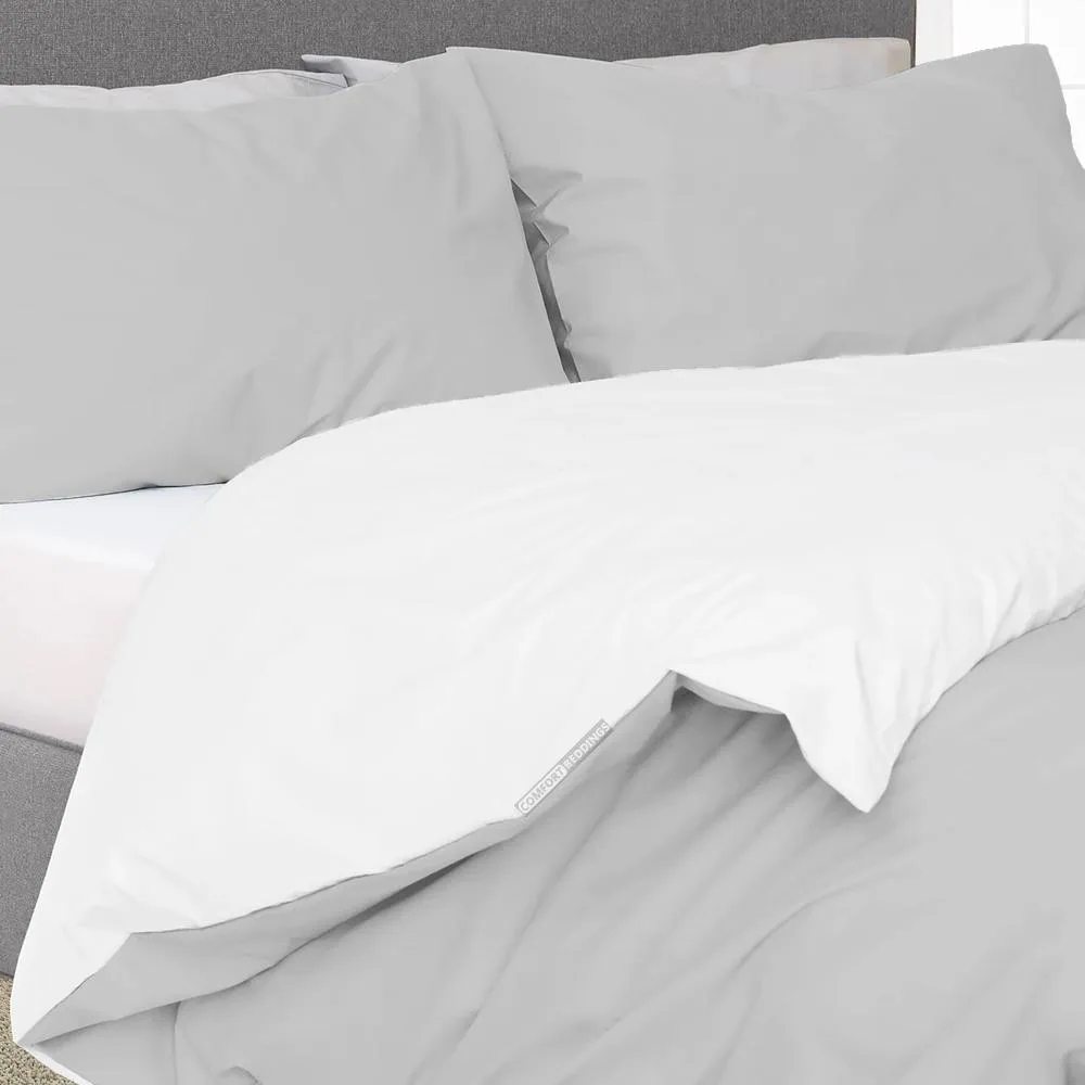 Luxury Light Grey Reversible Duvet Cover Set 600 & 1000 TC