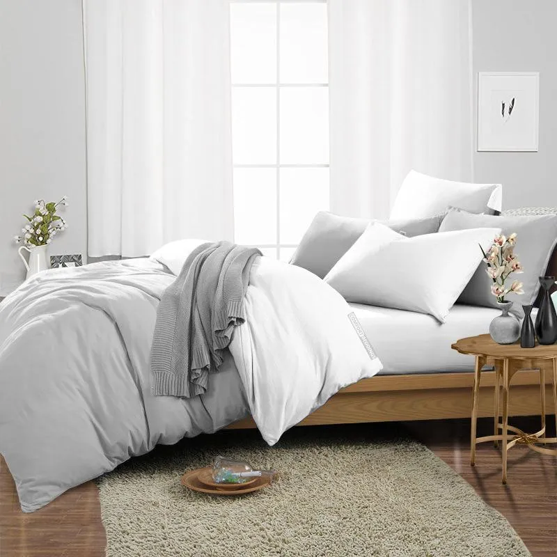 Luxury Light Grey Reversible Duvet Cover Set 600 & 1000 TC