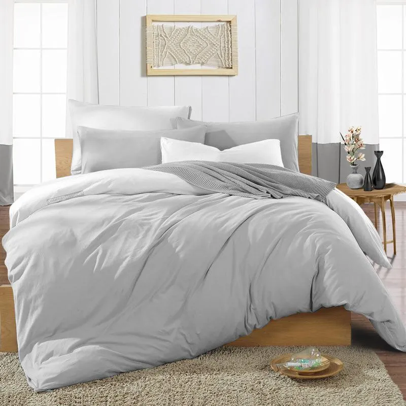 Luxury Light Grey Reversible Duvet Cover Set 600 & 1000 TC