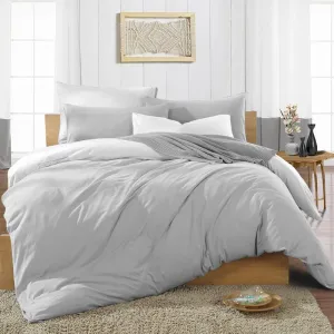 Luxury Light Grey Reversible Duvet Cover Set 600 & 1000 TC