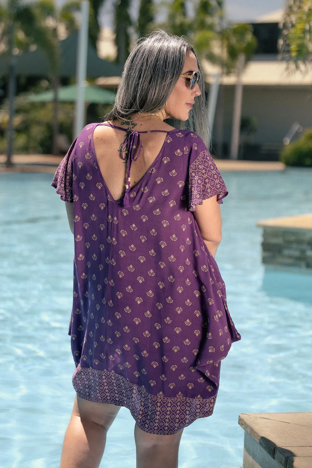 Mini Wingdress Sleeved - eggplant