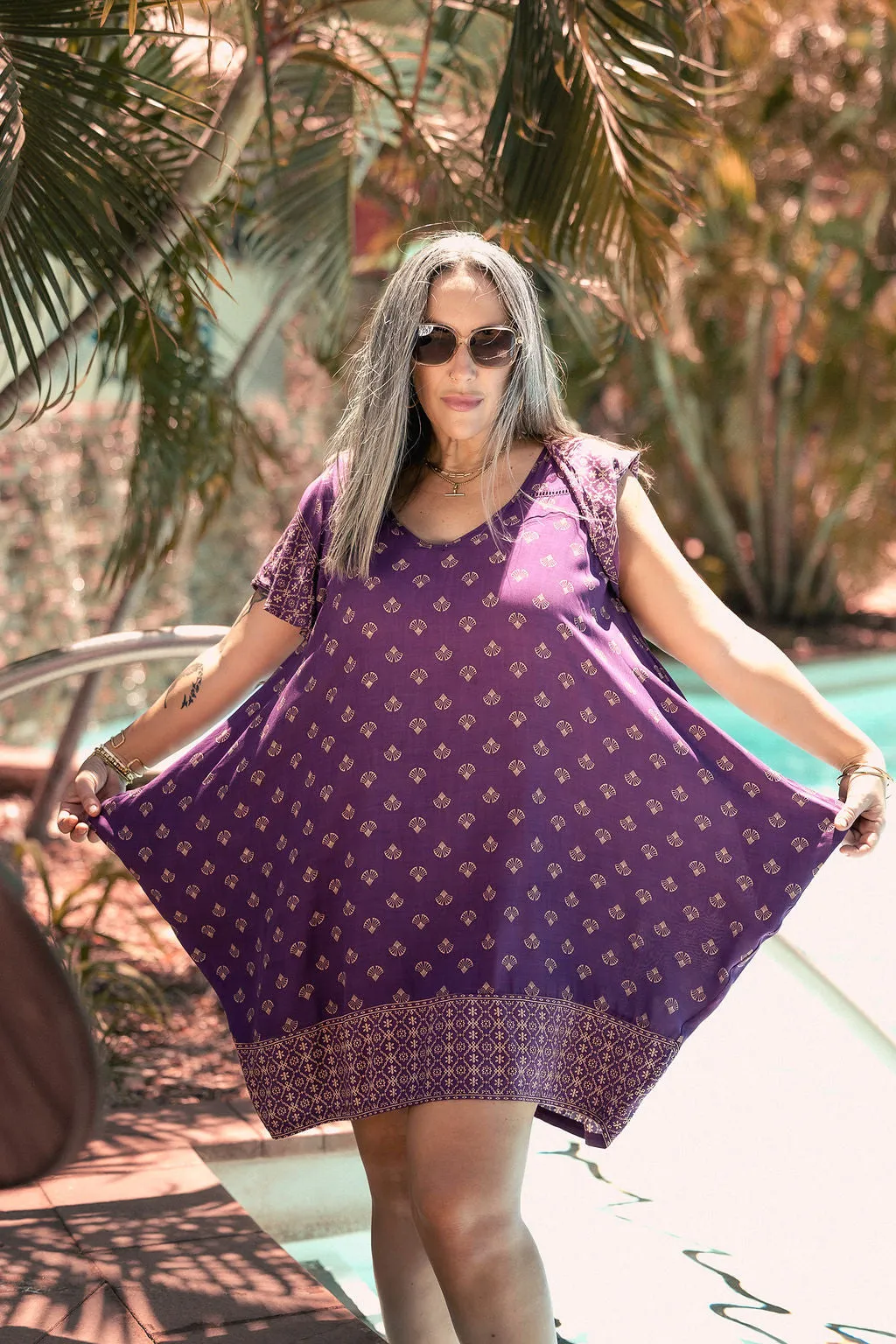 Mini Wingdress Sleeved - eggplant