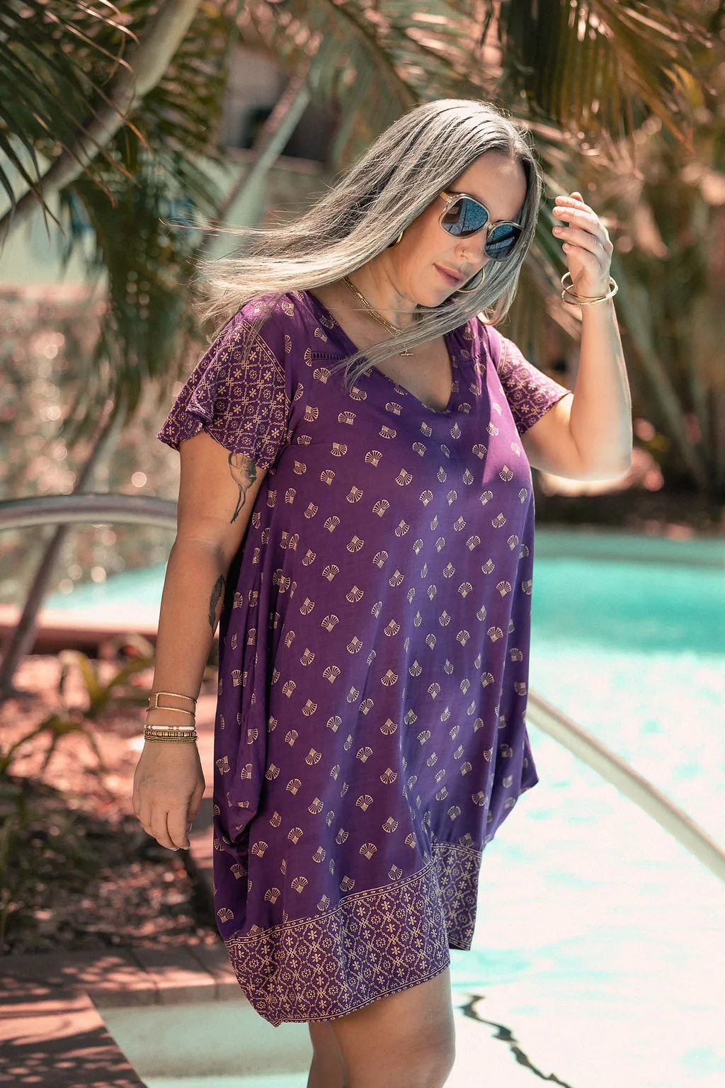 Mini Wingdress Sleeved - eggplant