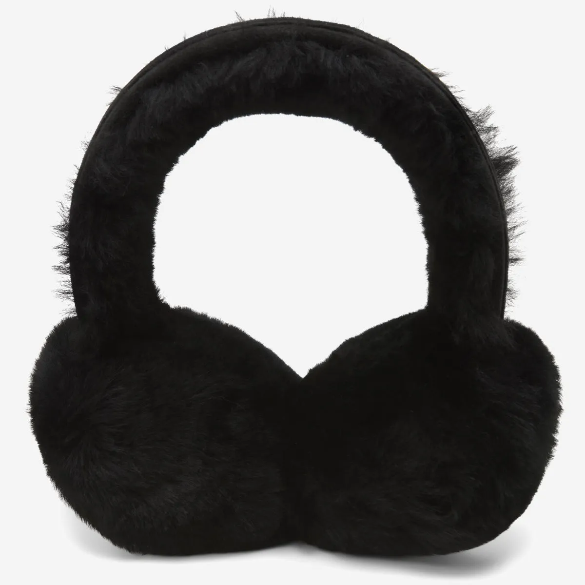 Nathaly (black) – warm and stylish earmuffs from natural sheepskin and suede
