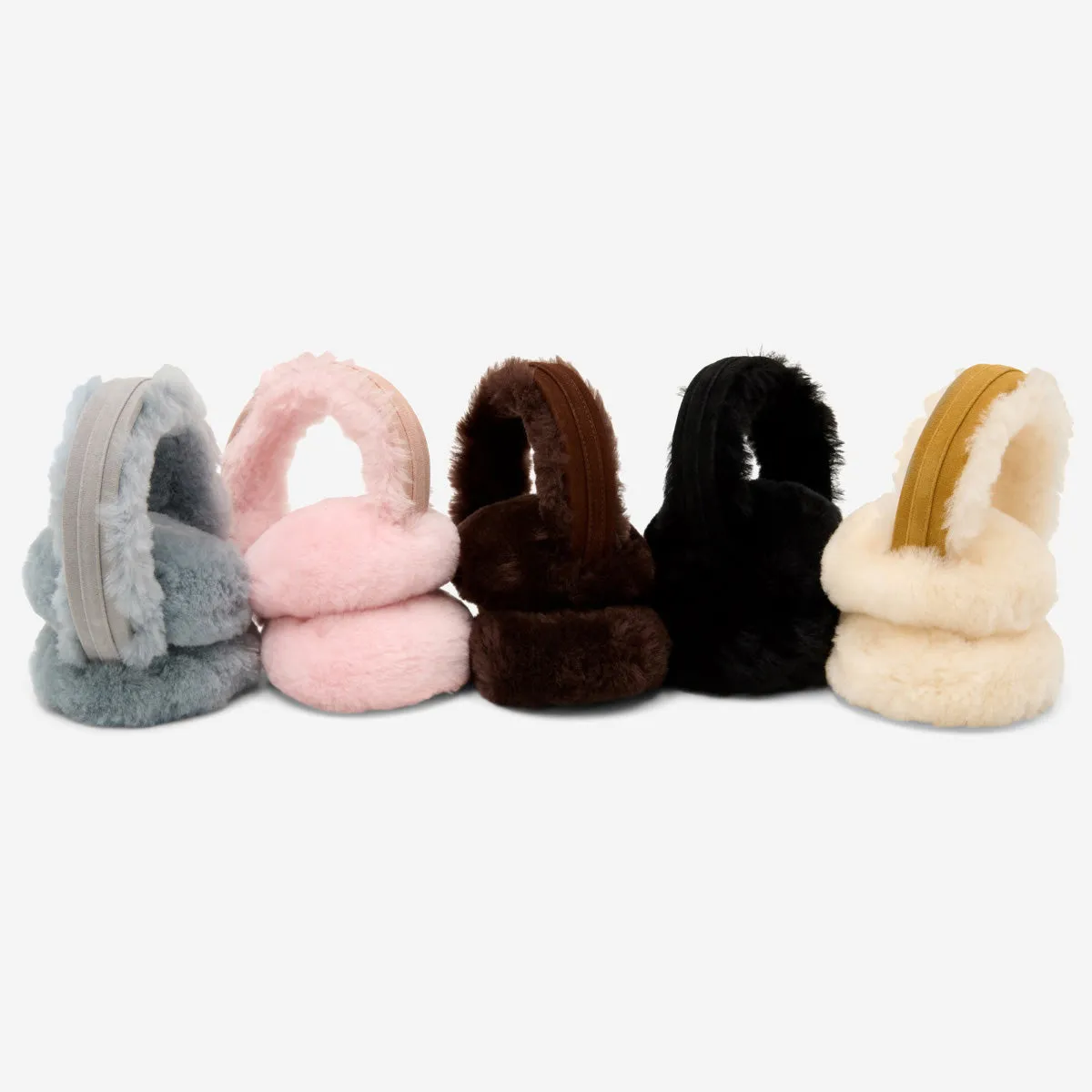 Nathaly (black) – warm and stylish earmuffs from natural sheepskin and suede