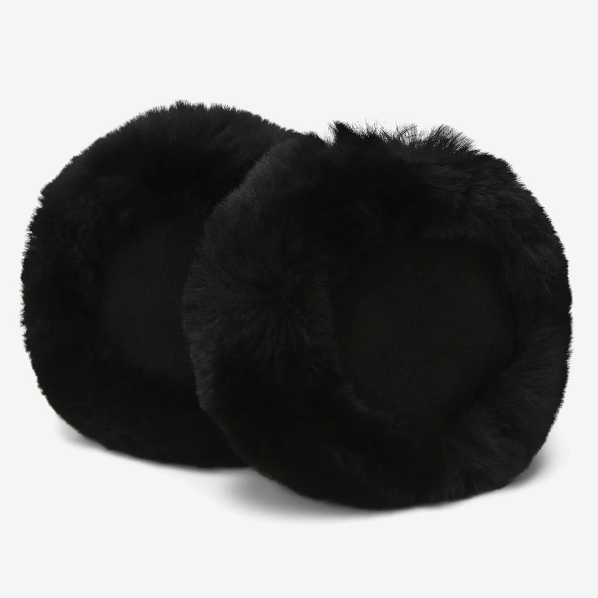 Nathaly (black) – warm and stylish earmuffs from natural sheepskin and suede