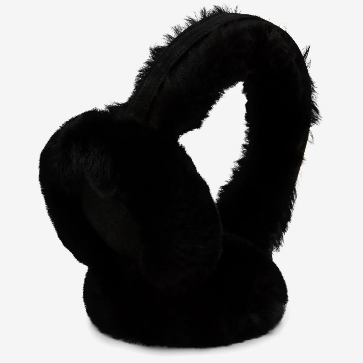 Nathaly (black) – warm and stylish earmuffs from natural sheepskin and suede