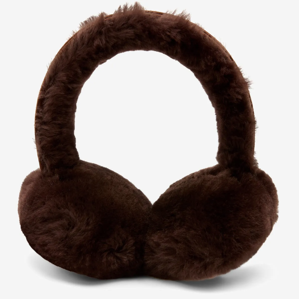 Nathaly (brown) – warm and stylish earmuffs from natural sheepskin and suede