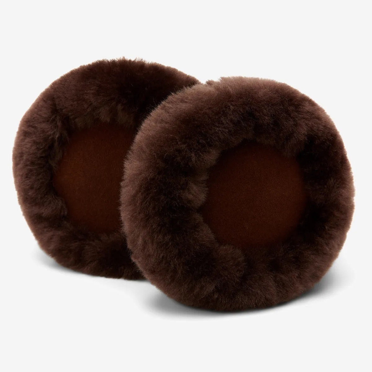 Nathaly (brown) – warm and stylish earmuffs from natural sheepskin and suede