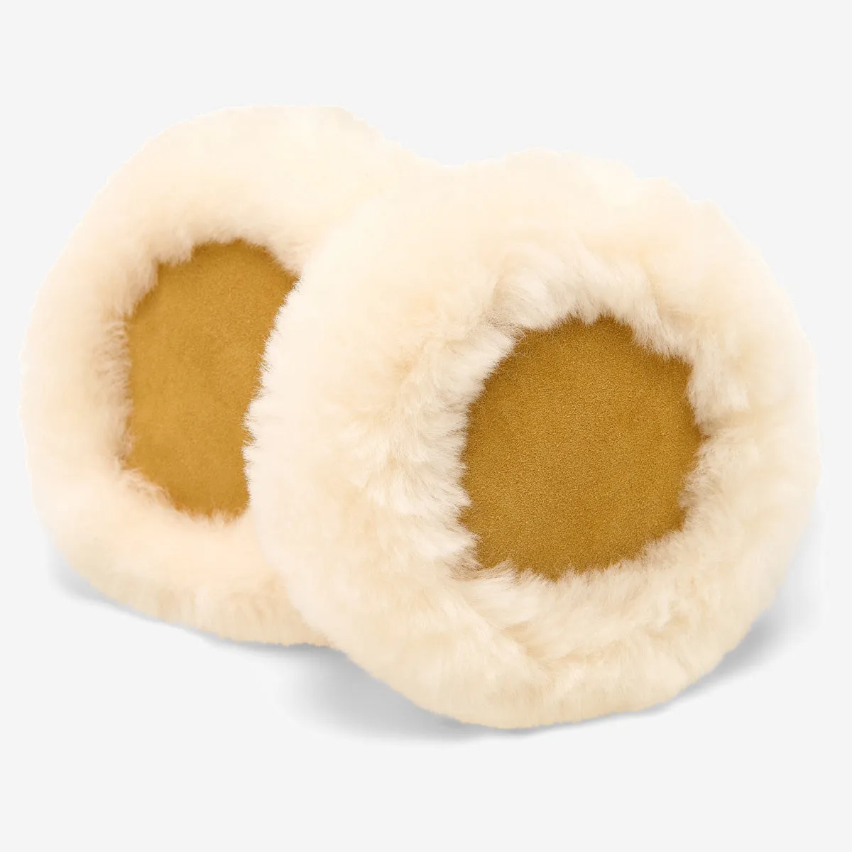 Nathaly (camel) – warm and stylish earmuffs from natural sheepskin and suede
