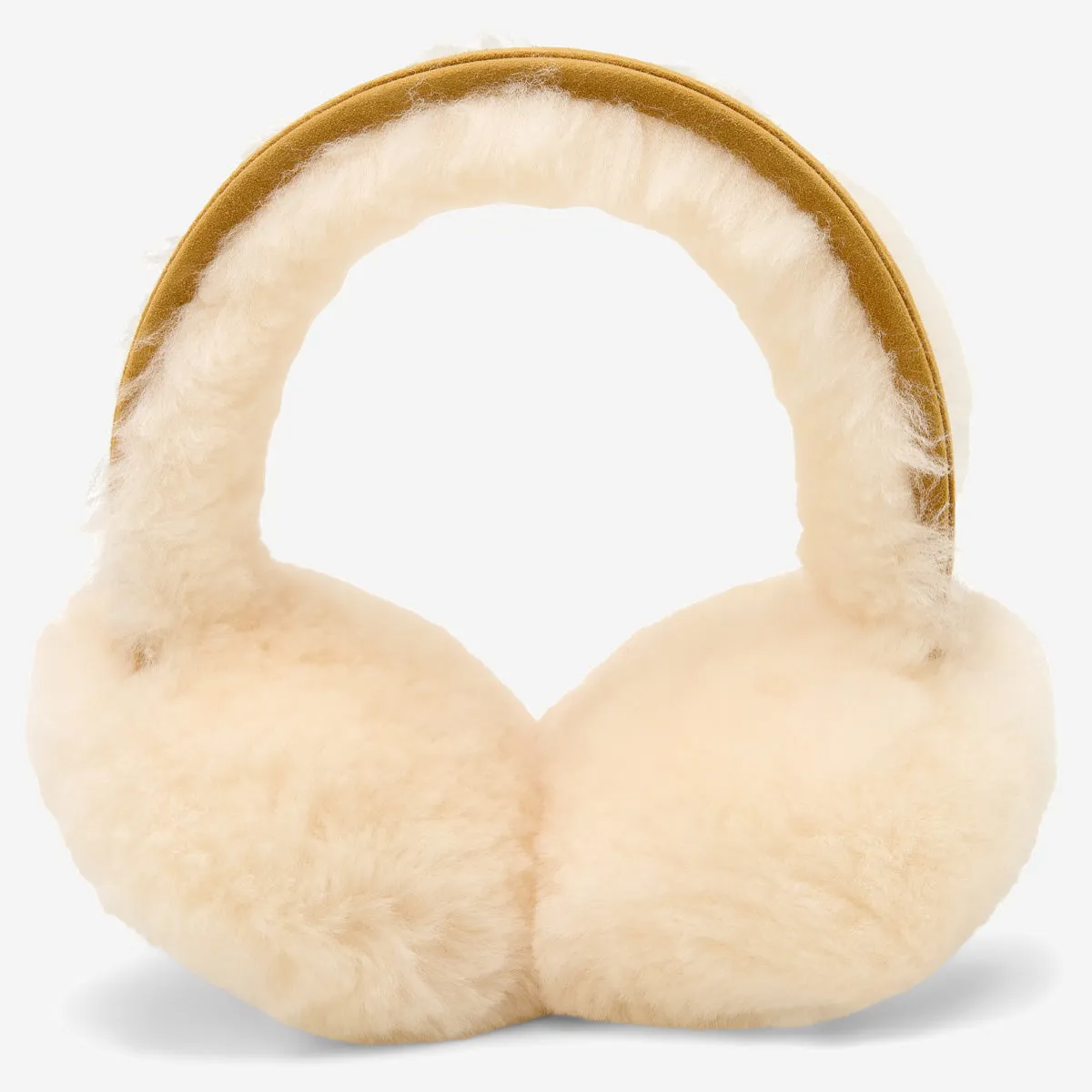 Nathaly (camel) – warm and stylish earmuffs from natural sheepskin and suede