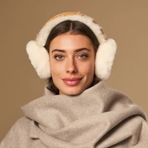 Nathaly (camel) – warm and stylish earmuffs from natural sheepskin and suede