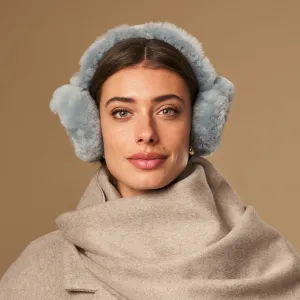 Nathaly (grey) – warm and stylish earmuffs from natural sheepskin and suede