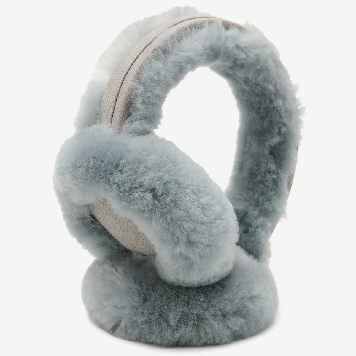 Nathaly (grey) – warm and stylish earmuffs from natural sheepskin and suede