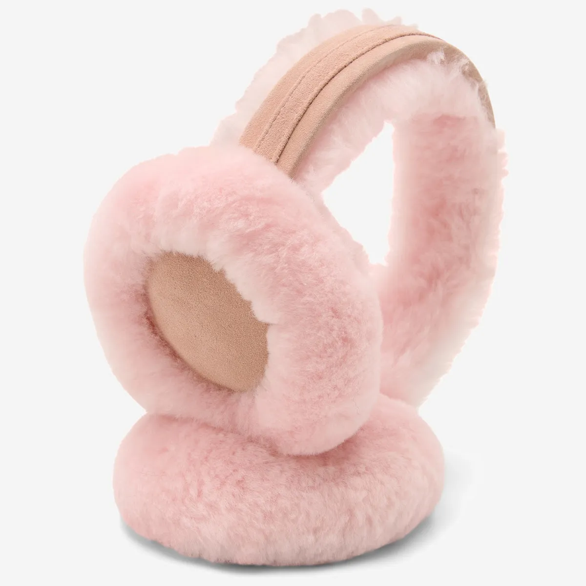 Nathaly (pink) – warm and stylish earmuffs from natural sheepskin and suede