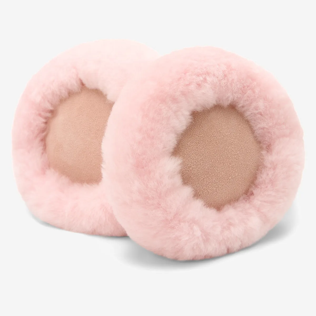 Nathaly (pink) – warm and stylish earmuffs from natural sheepskin and suede