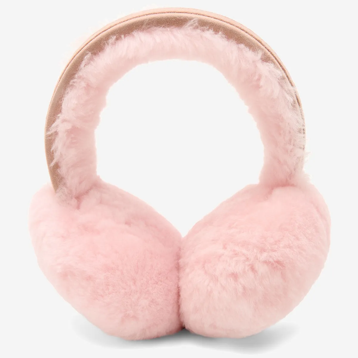 Nathaly (pink) – warm and stylish earmuffs from natural sheepskin and suede