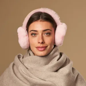 Nathaly (pink) – warm and stylish earmuffs from natural sheepskin and suede