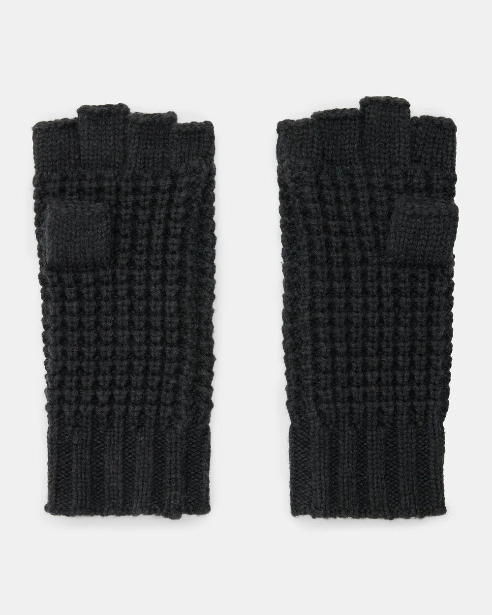 Nevada AllSaints Fingerless Wool Blend Gloves, Black Marl Ash