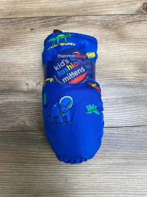 NEW ThermaWear Kid's Ski Dinosaur Blue Mittens OSFM (1-3Y)