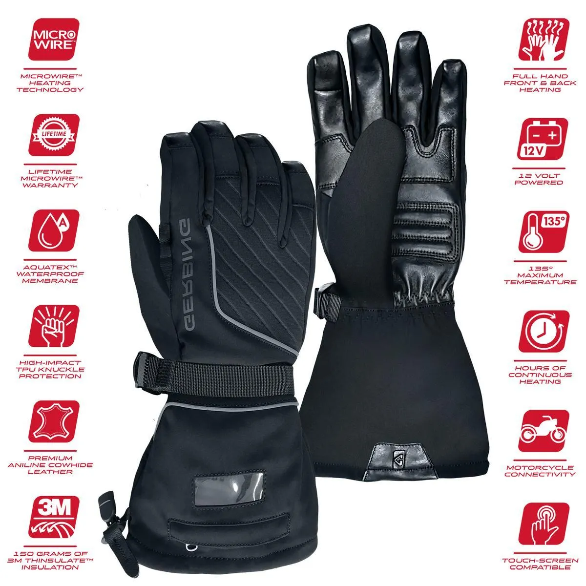 Open Box Gerbing GT5 12V Hybrid Heated Motorcycle Gloves