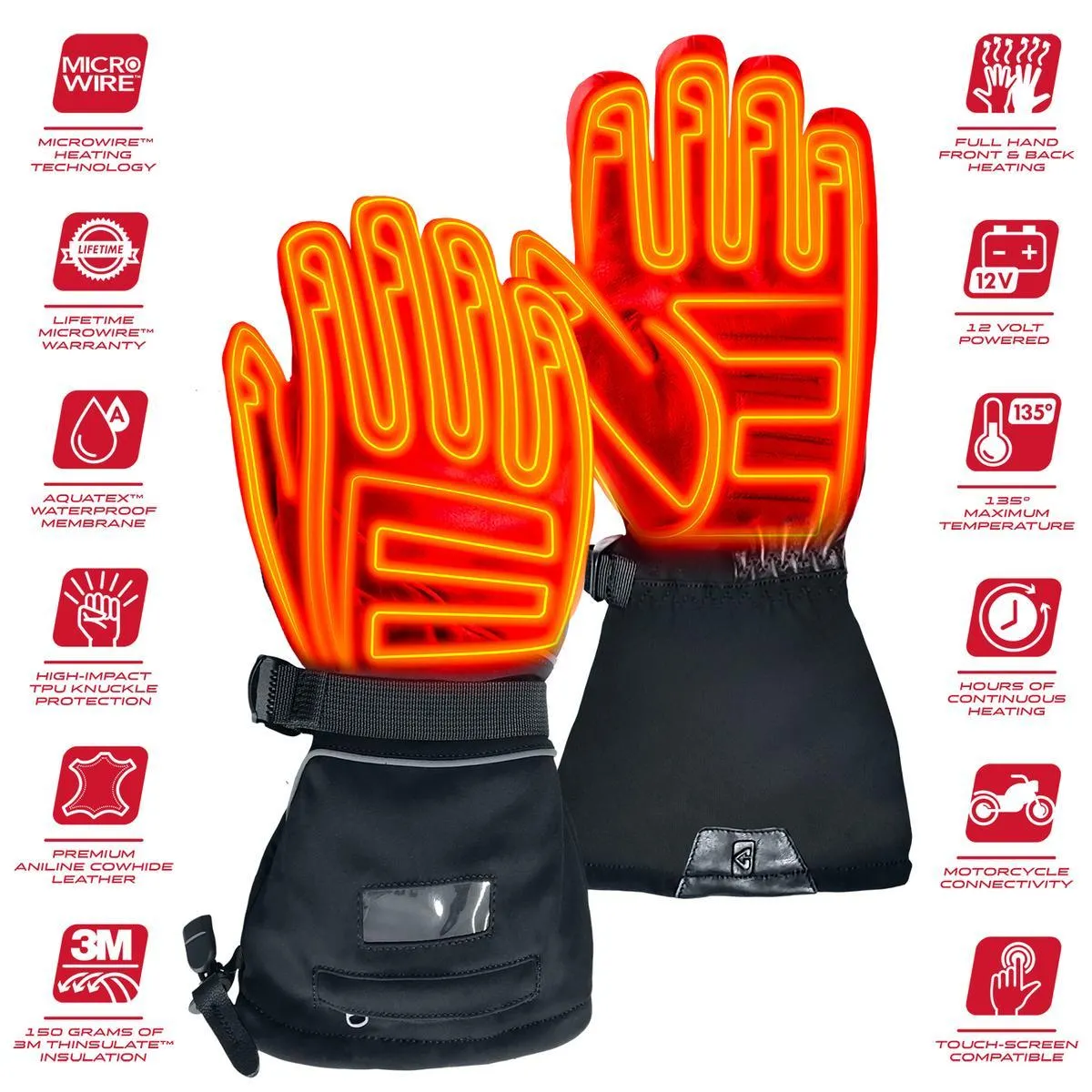 Open Box Gerbing GT5 12V Hybrid Heated Motorcycle Gloves