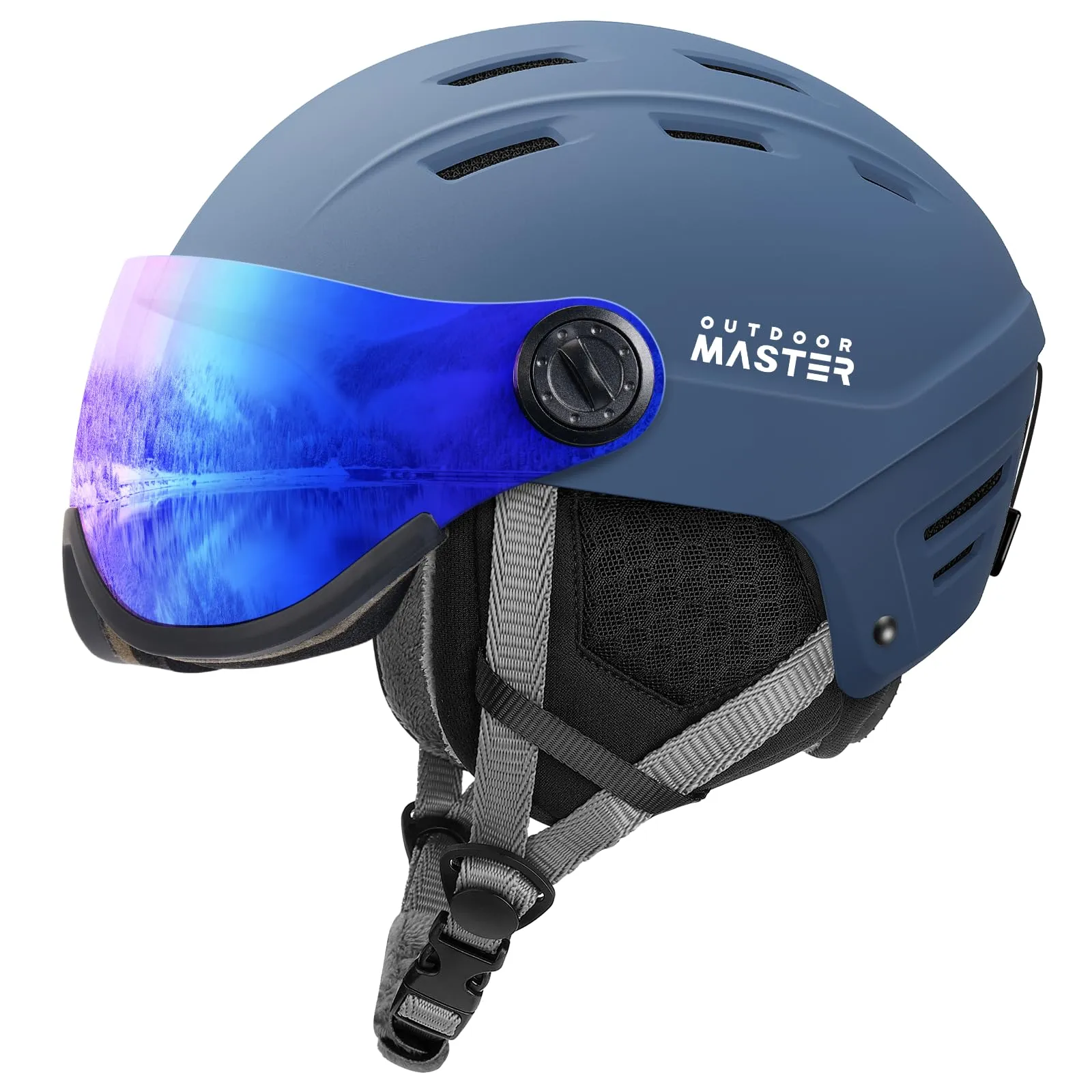 OutdoorMaster Snowboard Helmet with Ski Goggles,Ski Helmet and 2-in-1 Visor Detachable Goggles Set,Protective EPS Foam & 14 Cooling Vents -Snow Helmets for Men,Women & Youth