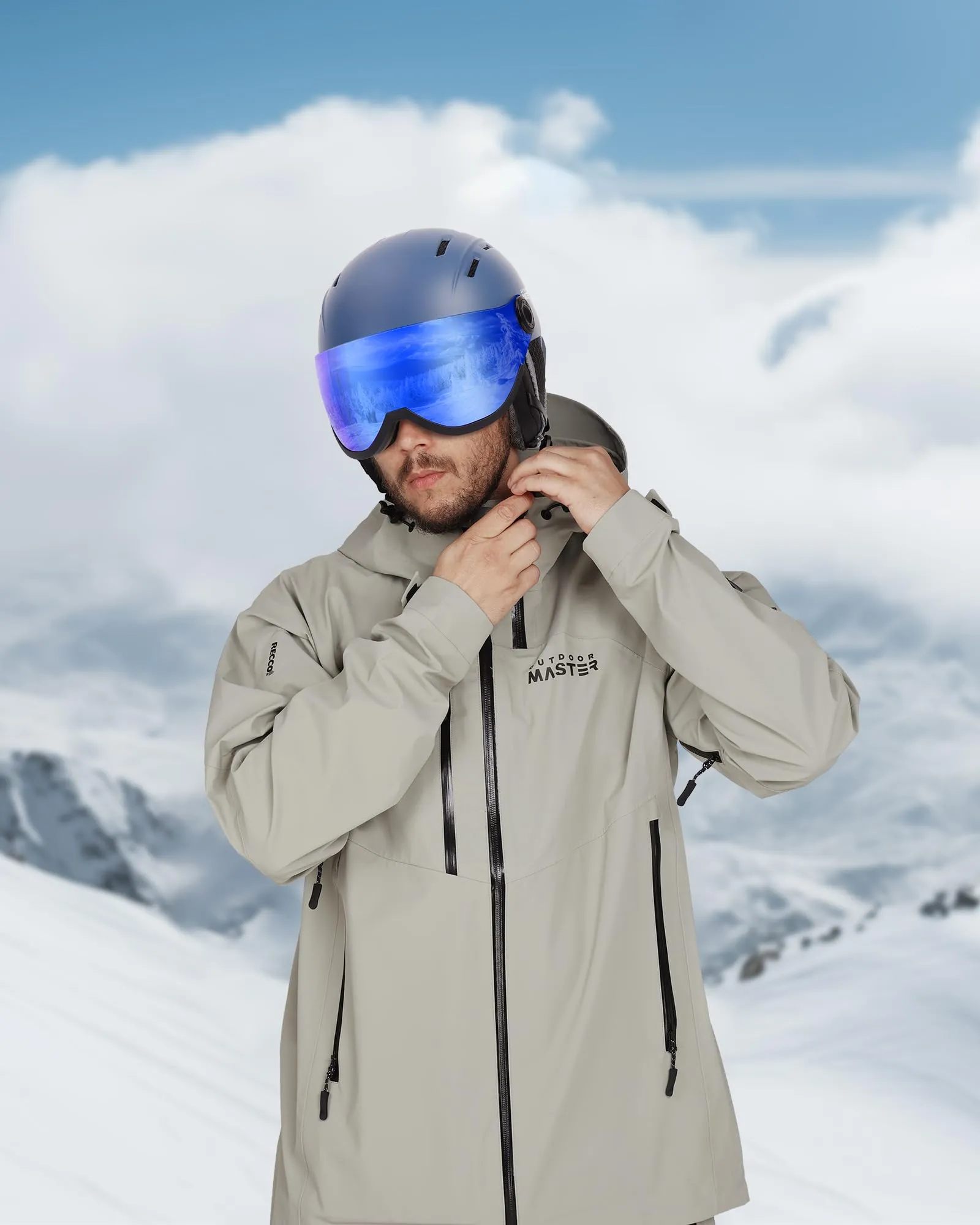 OutdoorMaster Snowboard Helmet with Ski Goggles,Ski Helmet and 2-in-1 Visor Detachable Goggles Set,Protective EPS Foam & 14 Cooling Vents -Snow Helmets for Men,Women & Youth