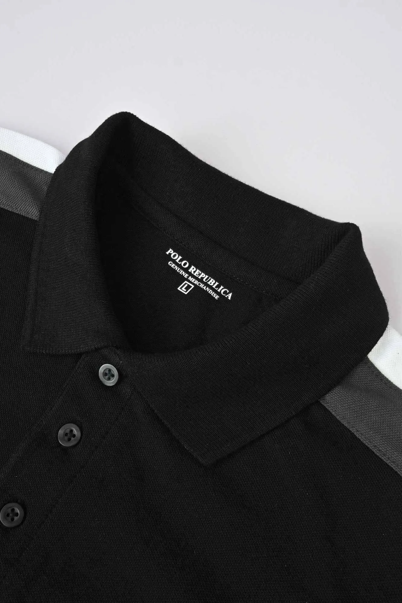 Polo Republica Men's Double Pony Embroidered Shoulder Stripes Polo Shirt