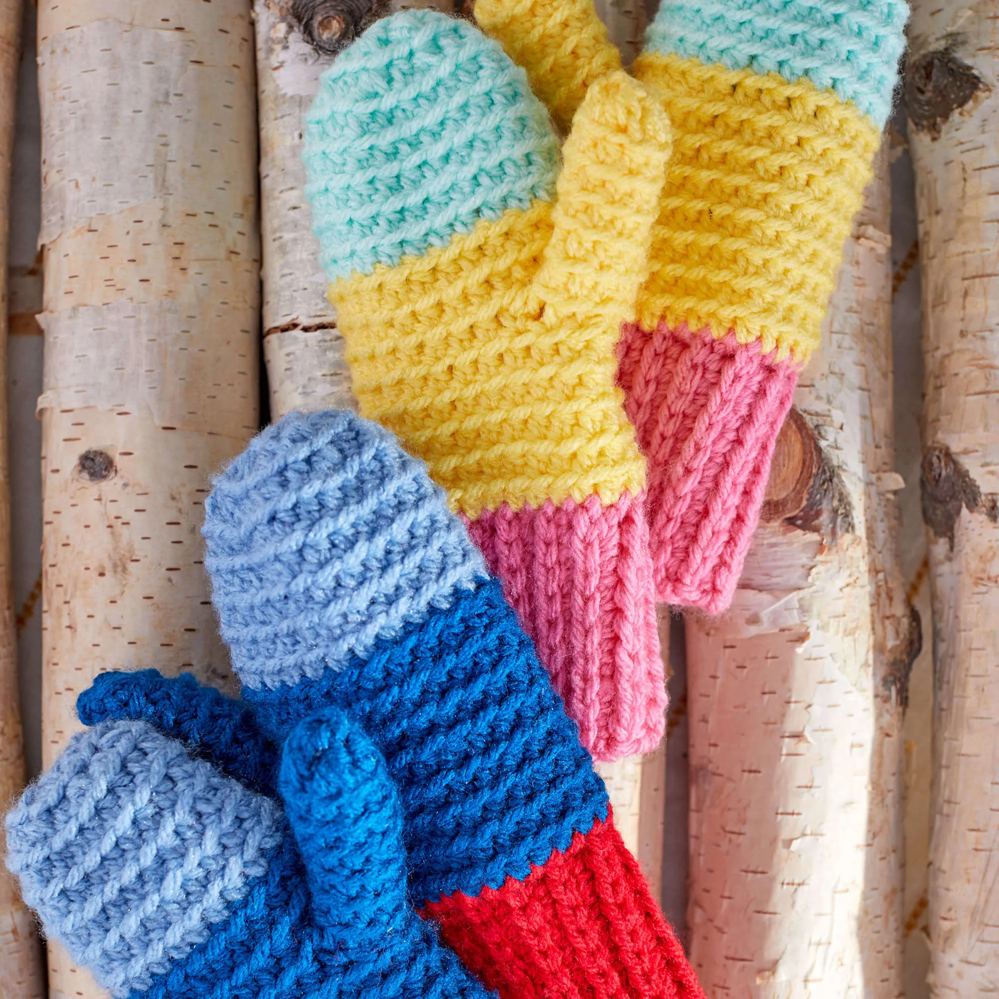 Red Heart Snowday Crochet Mittens